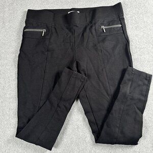 Matty M Black Ponte Knit Zip Pocket Slim Leg Pants Size Large